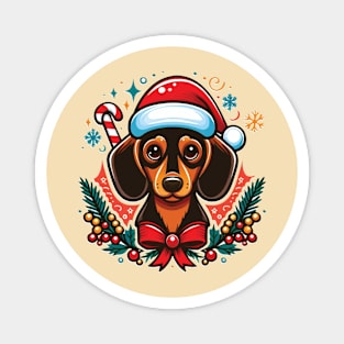 Christmas Dachshund dog with a bow tie Magnet